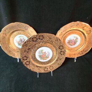 Antique Limoges French Dinner Plates Hand Painted 22K Gold Victorian Lot 3